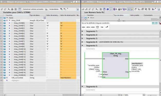 Convertir char a string TIA Portal cómo hacerlo y utilizarlo