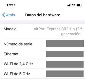 Características Hardware Airport Apple con red wifi 2.4 y 5 GHz.
