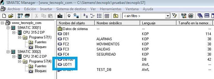 Cómo encontrar un Struct en Step7 en el proyecto