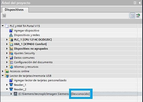 Modo de transferencia desconocido en la tarjeta en TIA Portal