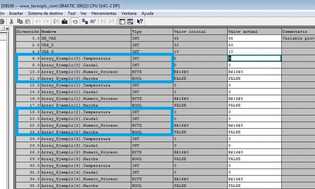 Array de estructura Step7 cómo se hace y cómo seleccionarlo