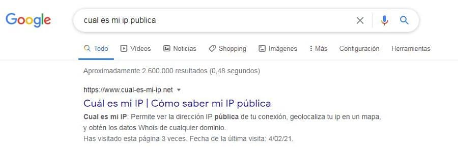 Buscar cual es mi dirección de IP Pública