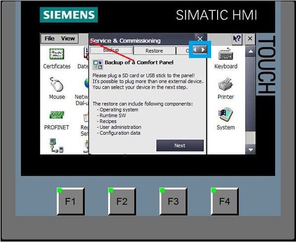 Buscar la opción de LOAD Project TIA Portal en el panel de control de la HMI.