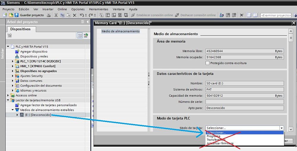 No seleccionar ningún tipo para la tarjeta en el caso de LOAD Project