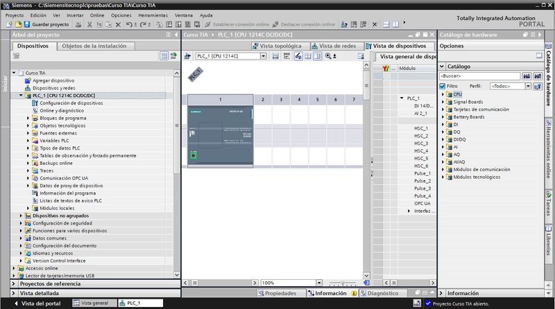 Proyecto TIA Portal con la CPU configurada desde cero