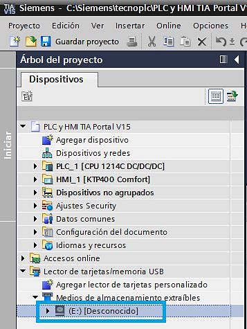 Tarjeta de tipo desconocido al acceder a la lectura de dispositivos externos