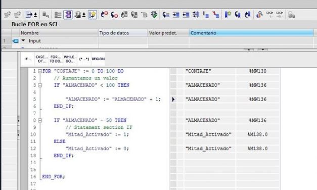 FOR SCL TIA Portal cómo utilizar bucles paso a paso al detalle