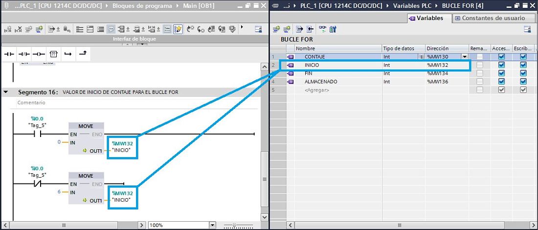 Utilizar una variable para el valor de inicio del bucle FOR SCL TIA Portal