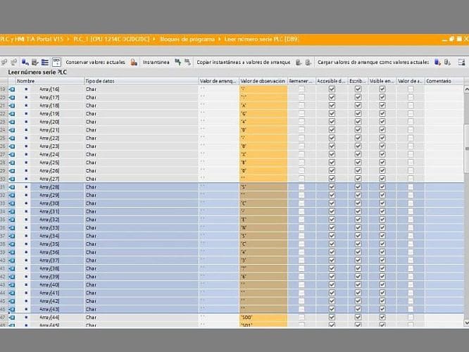 DB de datos y tipos de datos en programación PLC Siemens