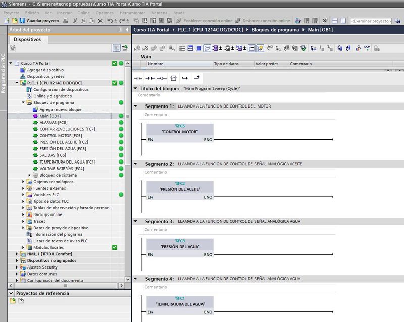 Llamada a los bloques del programa de forma secuencial