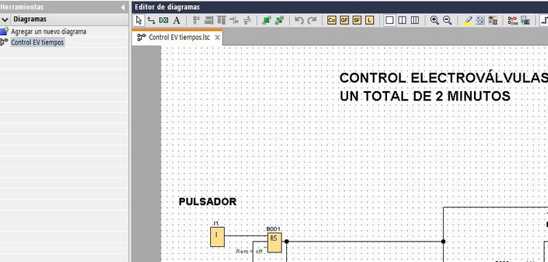 Ejemplo alternar electroválvulas LOGO con una pulsación a pulsador