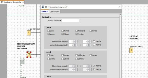 Control luces de vestuario para apagado en LOGO Siemens