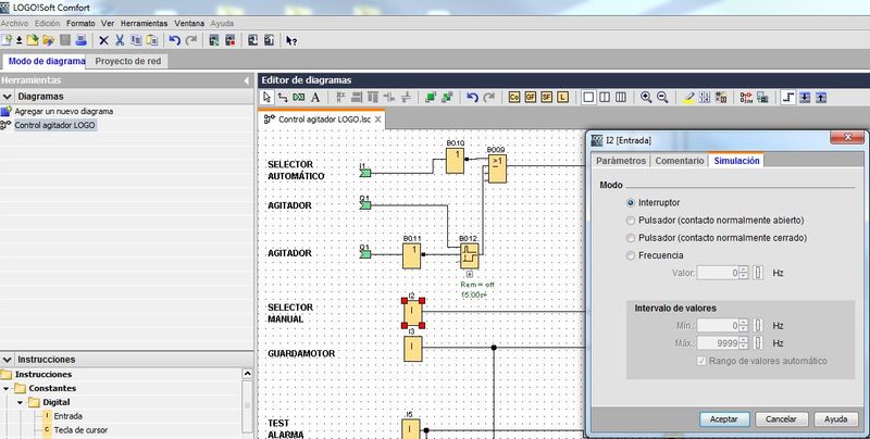 Ejemplo agitador LogoSoft con Selector Manual para funcionamiento continuo de la agitación