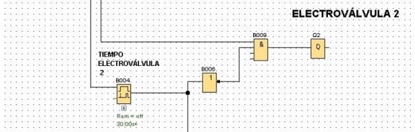 Tiempo para electroválvula 2 en el programa del LOGO