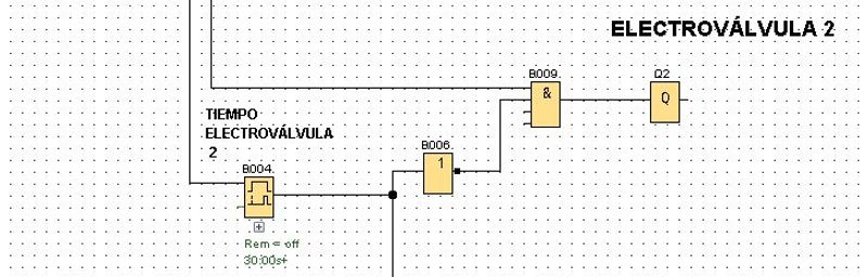 Tiempo para electroválvula 2 en el programa del LOGO