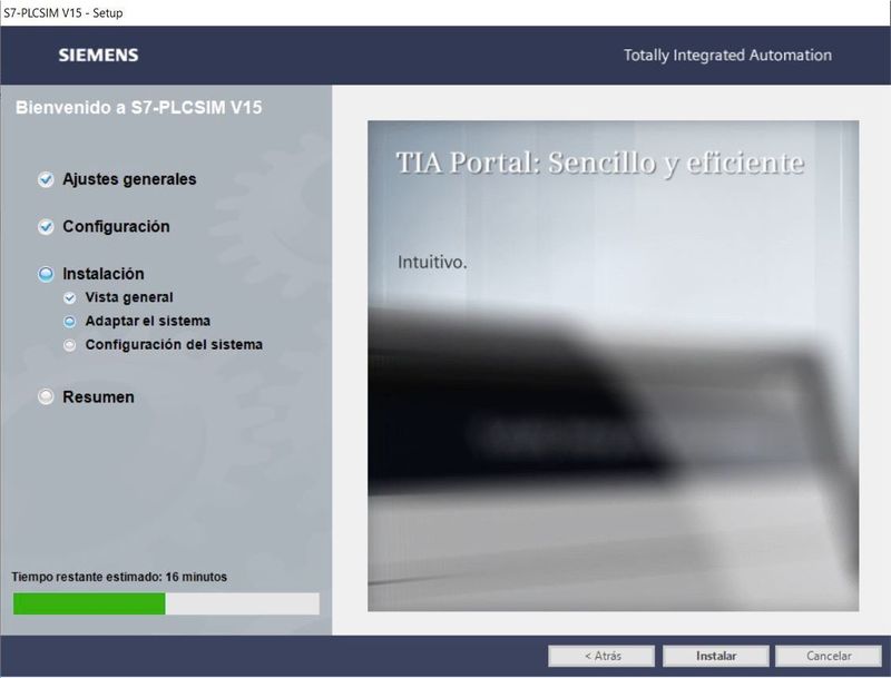 Cómo instalar PLCSIM en TIA Portal paso a paso con la información del proceso restante