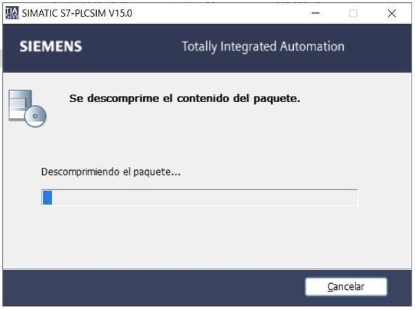 Descomprimiendo los archivos de PLCSIM antes de instalación