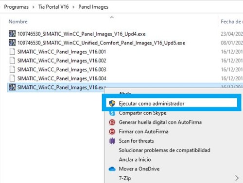 Ejecutar el archivo de Siemens como Administrador de tu equipo