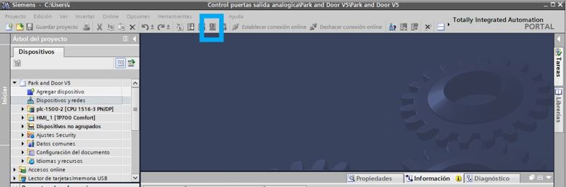 No está disponible el icono para iniciar la simulación del PLCSIM en TIA Portal