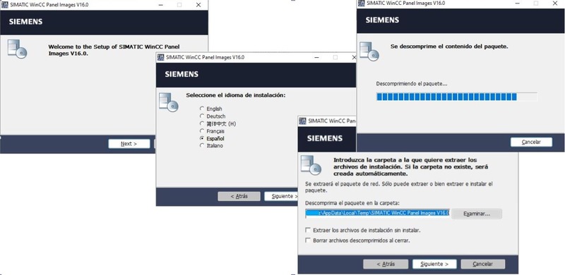 Proceso para descomprimir el paquete de imágenes necesario para corregir problema al instalar TIA Portal V16