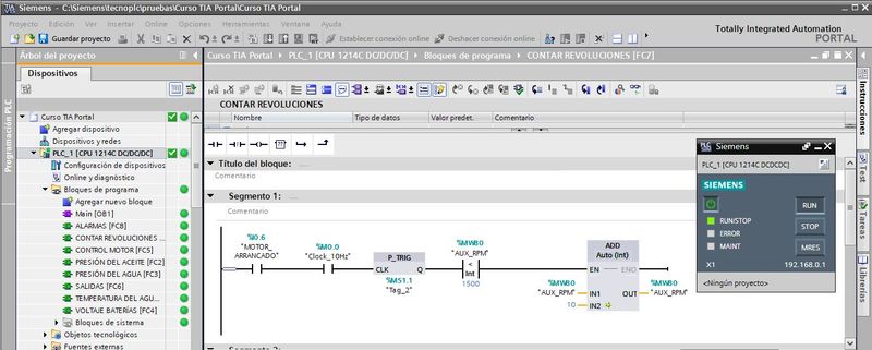 Se ha establecido una conexión Online entre TIA Portal y el PLCSIM y el PLC virtual