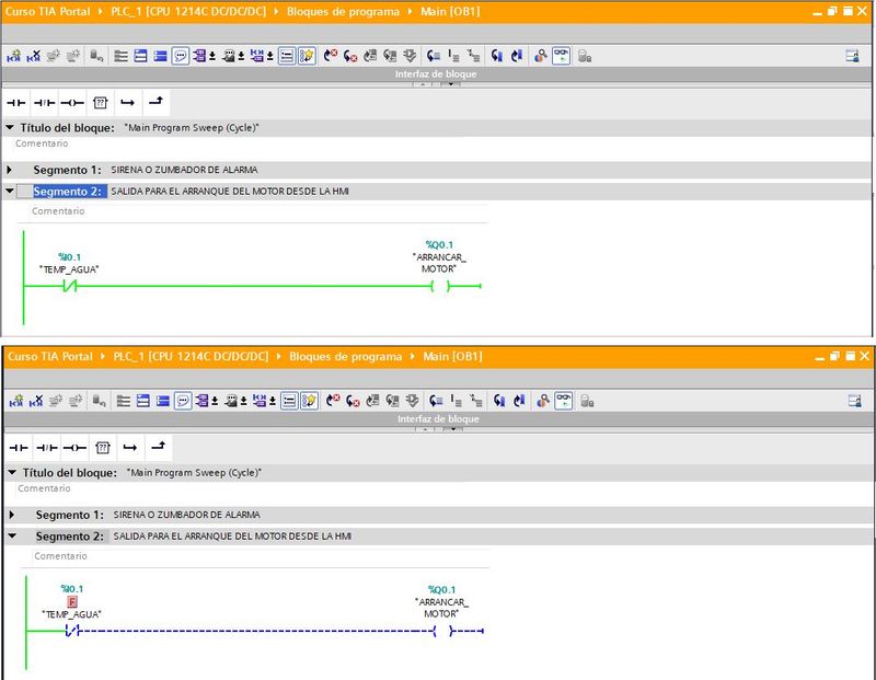 Qué es un contacto cerrado en programación KOP en TIA Portal