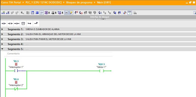 Utilización de contacto negado en paralelo en programación Ladder o KOP