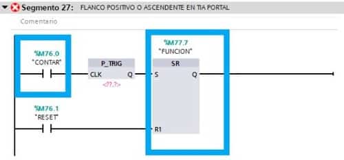 Condiciones previas y posteriores en la función de flanco ascendente.