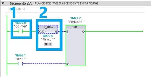 Detección del flanco positivo para dejar pasar la señal.