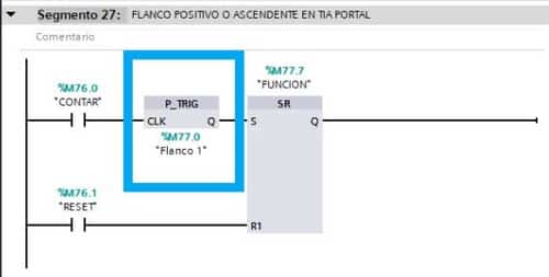 Función P_TRIG para utilizar en flanco positivo y negativo en TIA Portal