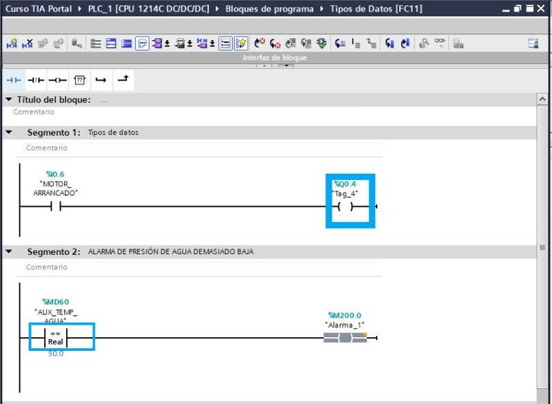 Tipos de datos en un PLC para diferentes funciones o variables