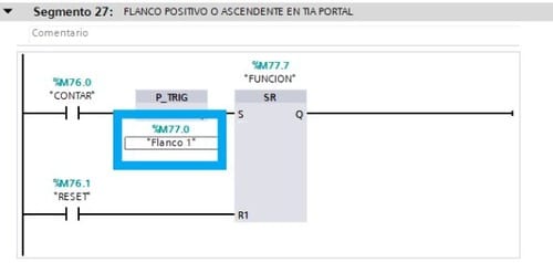 Utilizar una Marca para la función P_TRIG de flanco ascendente