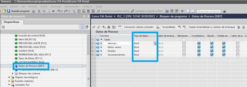 Ver las variables con sus tipos dentro de un DB