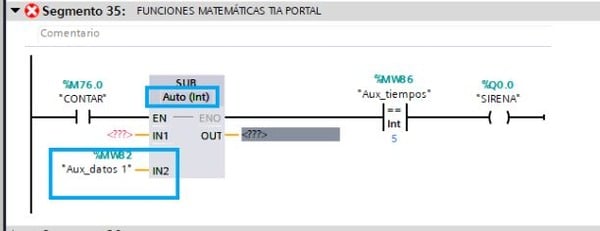 Automáticamente se selecciona el tipo de dato de la función Restar