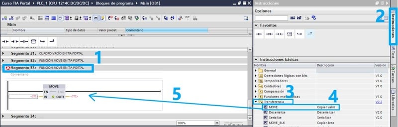 Cómo insertar una función Move TIA Portal en tu programa