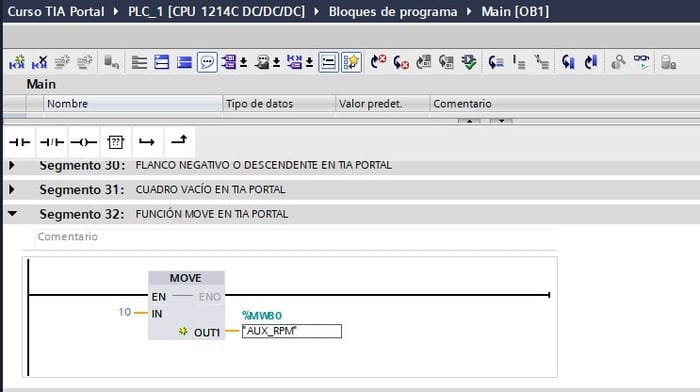 Función Move TIA Portal para transferir datos