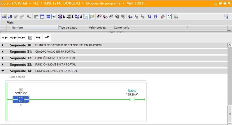 Función de comparación Menor o igual en TIA Portal