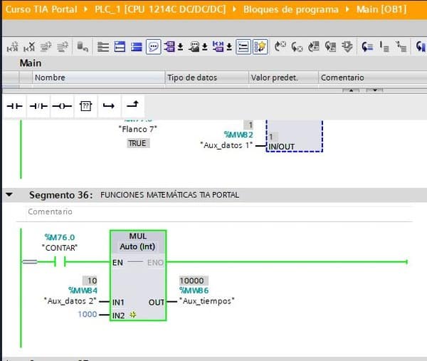 Funciones matemáticas TIA Portal al detalle con ejemplos