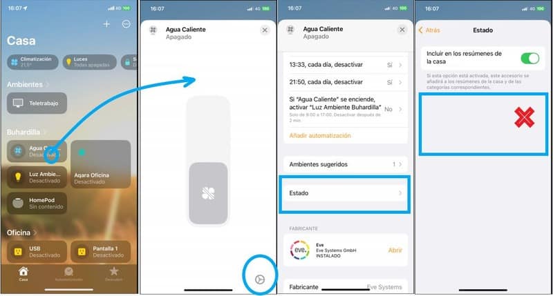 Accesorio que no admite el envío de notificaciones Homekit