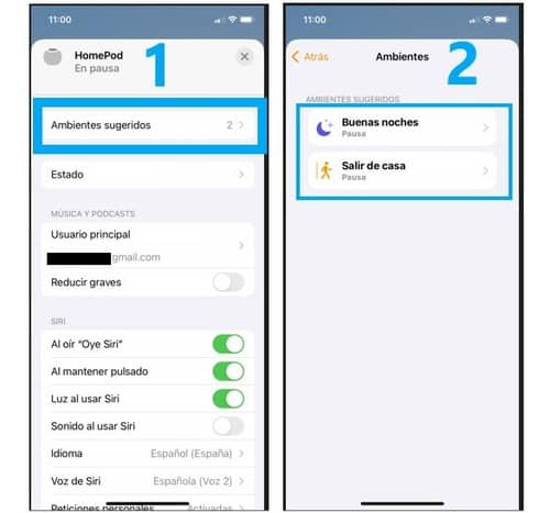 Ambientes sugeridos al configurar Homepod Mini desde la App Casa de Homekit