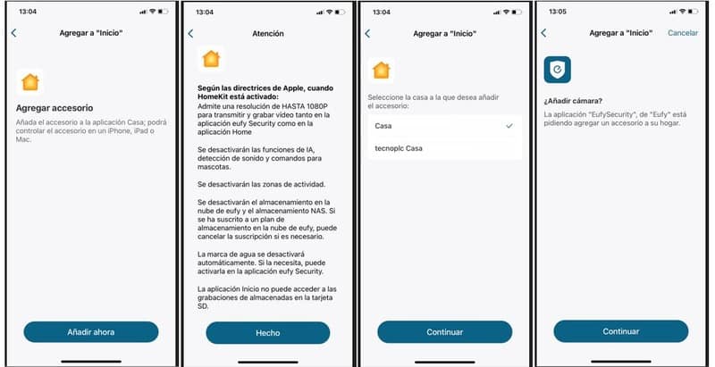 Añadir cámara Eufy 2K como accesorio Homekit