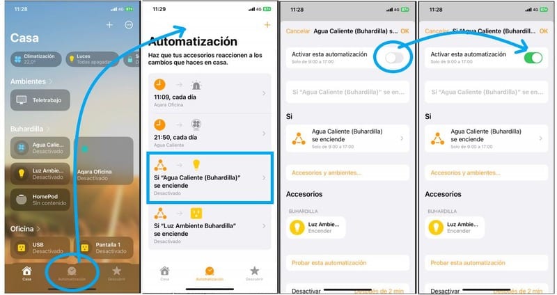 Cómo activar una automatización con Homekit