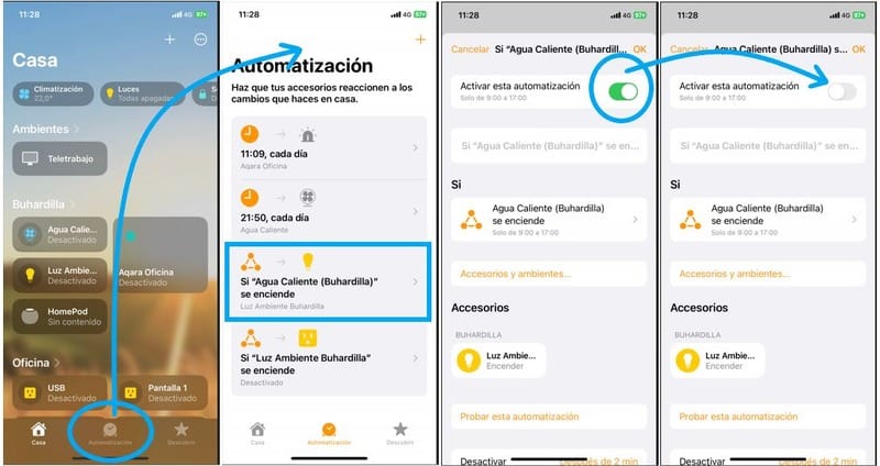 Cómo desactivar una automatización hecha con la App Casa