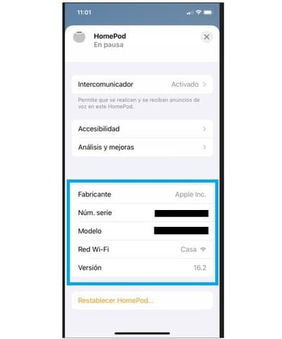 Conocer el Hardware y número de serie de tu Homepod Mini