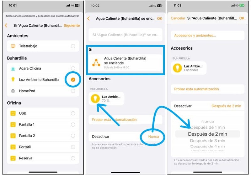 Desactivar una automatización con Homekit después de un tiempo en marcha