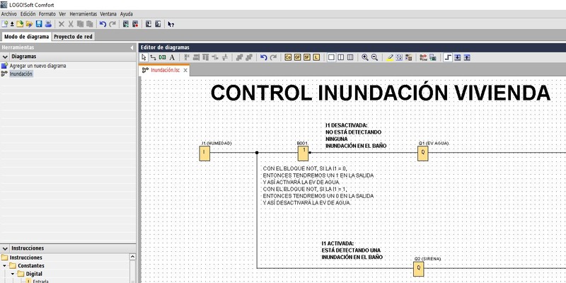 Control de la sirena cuando se activa el sensor de fuga de agua.