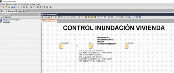 Programar detección inundaciones para controlar la electroválvula.