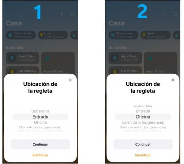 Seleccionar la ubicación del dispositivo al instalar en la App Casa