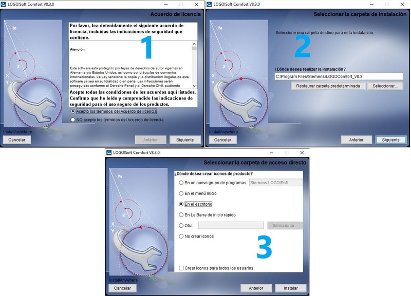 Aceptar condiciones en el proceso de instalación de LOGO!