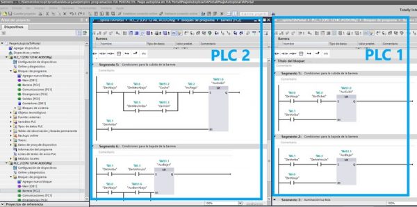 Control de las barreras peaje TIA Portal con los FC en cada PLC